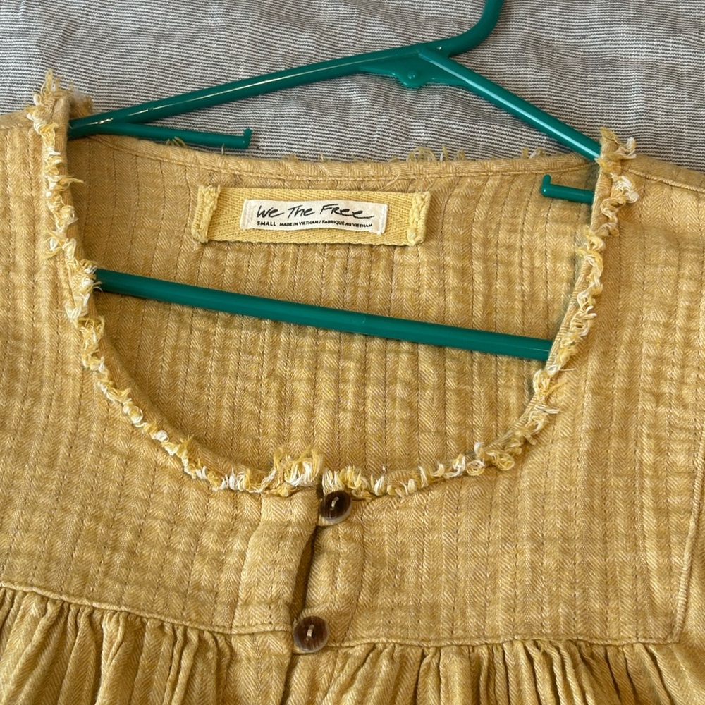 Free People We The Free Women's Sand Dune Cotton Henley Small Mustard Yellow - Picture 6 of 6